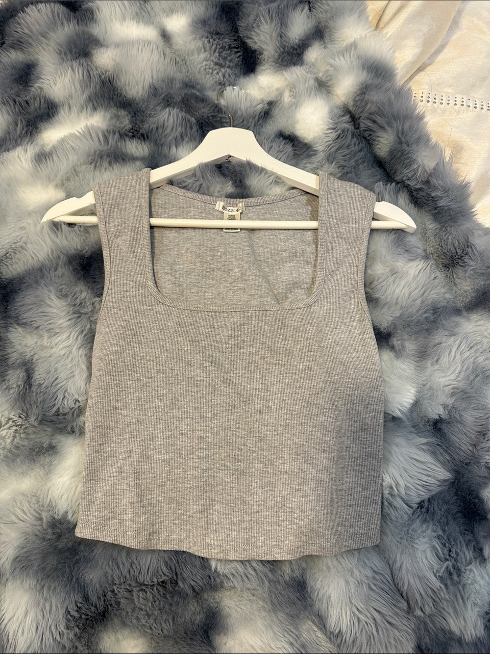 Bozzolo Gray Ribbed Square-Neck Tank